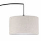 Bridgeport Designs Madrid Arc Floor Lamp | Tan Linen Shade | Steel Base | Foot Switch | Black | H182.9cm