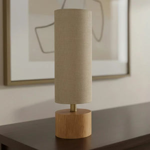 Adesso Brayden Table Lamp | Rubberwood Base | Beige Fabric Shade | E27 | H68.6cm | Natural