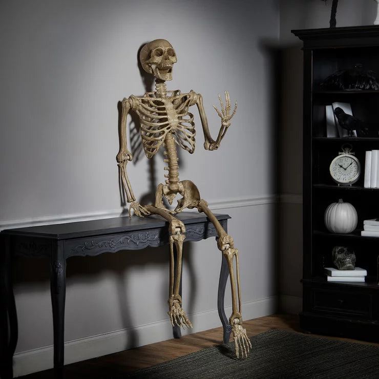 Halloween 7ft Poseable Skeleton | 213cm | Articulated Joints | Hanging Loop | Indoor Decoration