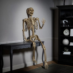 Halloween 7ft Poseable Skeleton | 213cm | Articulated Joints | Hanging Loop | Indoor Decoration