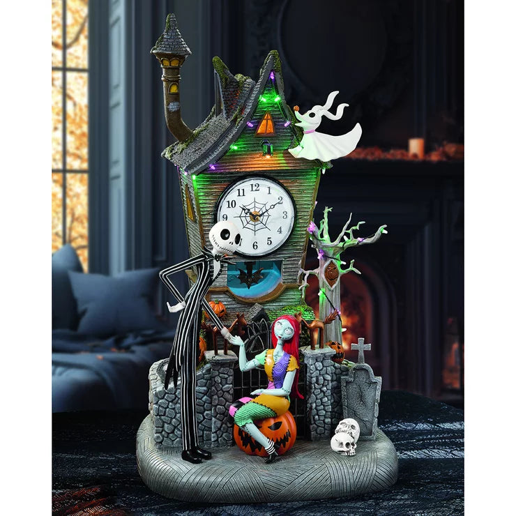 Nightmare Before Christmas Animated Clock Tower | 55cm | Lights & Music | 6hr Timer | Halloween Decoration