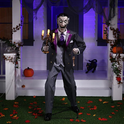 Animated Halloween Butler | 1.83 m | LED Eyes, Sound & Moving Parts