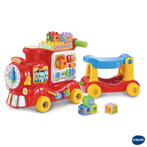 VTech 4-in-1 Alphabet Express | Ride-On, Walker & Pull Cart | 7 Learning Blocks | 80+ Songs