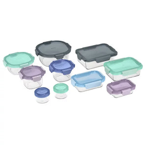 Ello Colour Lock 20-Piece Glass Food Storage Set | BPA-Free Lids | Airtight | Oven & Microwave Safe