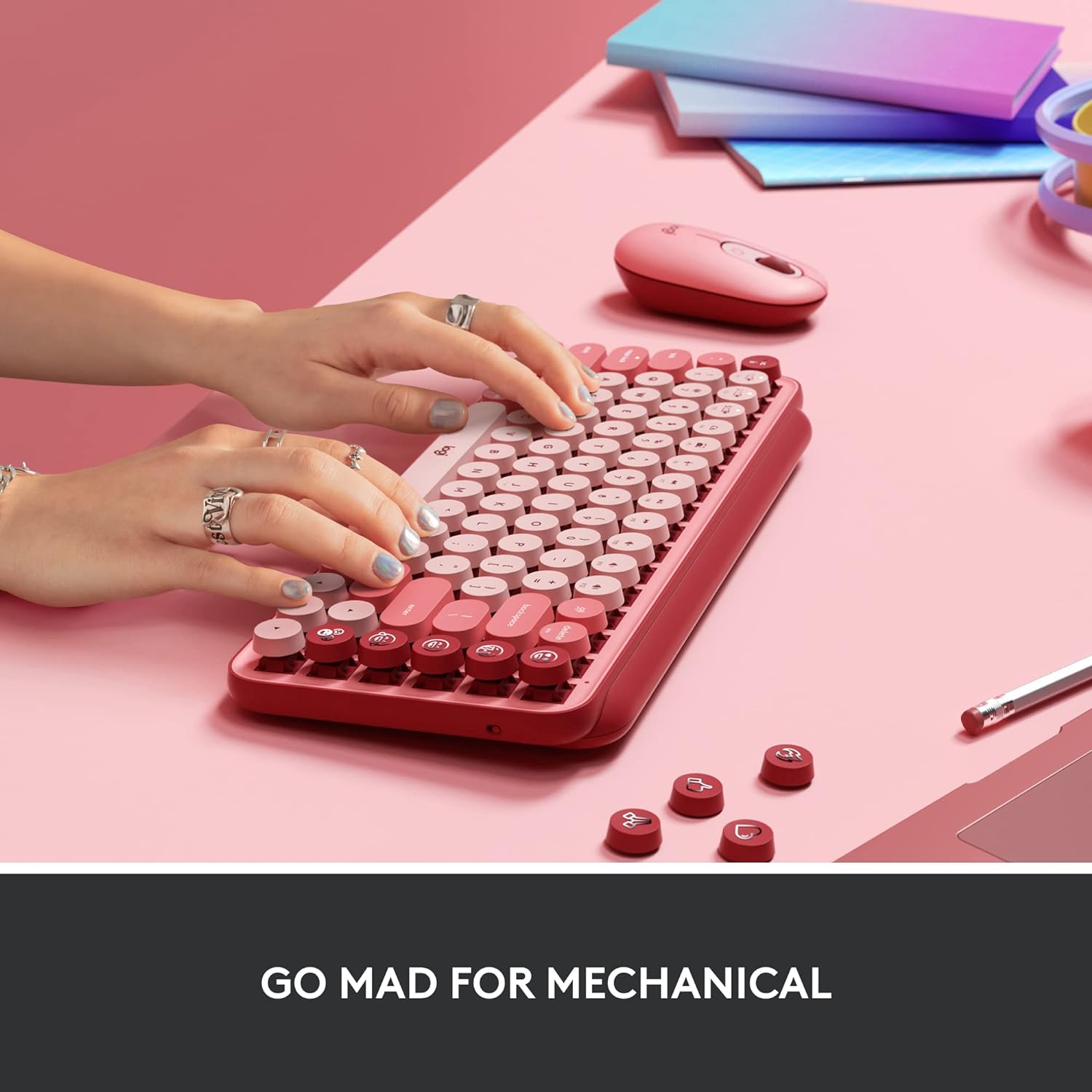 Logitech POP Mechanical Wireless Keyboard with Emoji Keys – Rose image 5