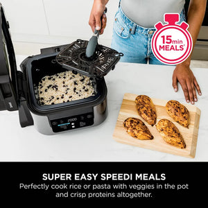 Ninja Speedi ON500UK 12-in-1 Multi-Cooker & Air Fryer | 5.7L | Rapid Cooking System | Black Steel