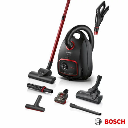 Bosch Series 6 BGL6POWGB Bagged Cylinder Vacuum Cleaner | 850W | 4L | HEPA Filter | Remote Power Control | Red & Black