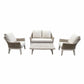 Kettler Avora 4-Seat Outdoor Lounge Set | 2 Armchairs + Sofa + Coffee Table | RainSafe Cushions | Cream