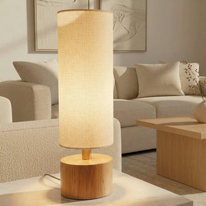 Adesso Brayden Table Lamp | Rubberwood Base | Beige Fabric Shade | E27 | H68.6cm | Natural