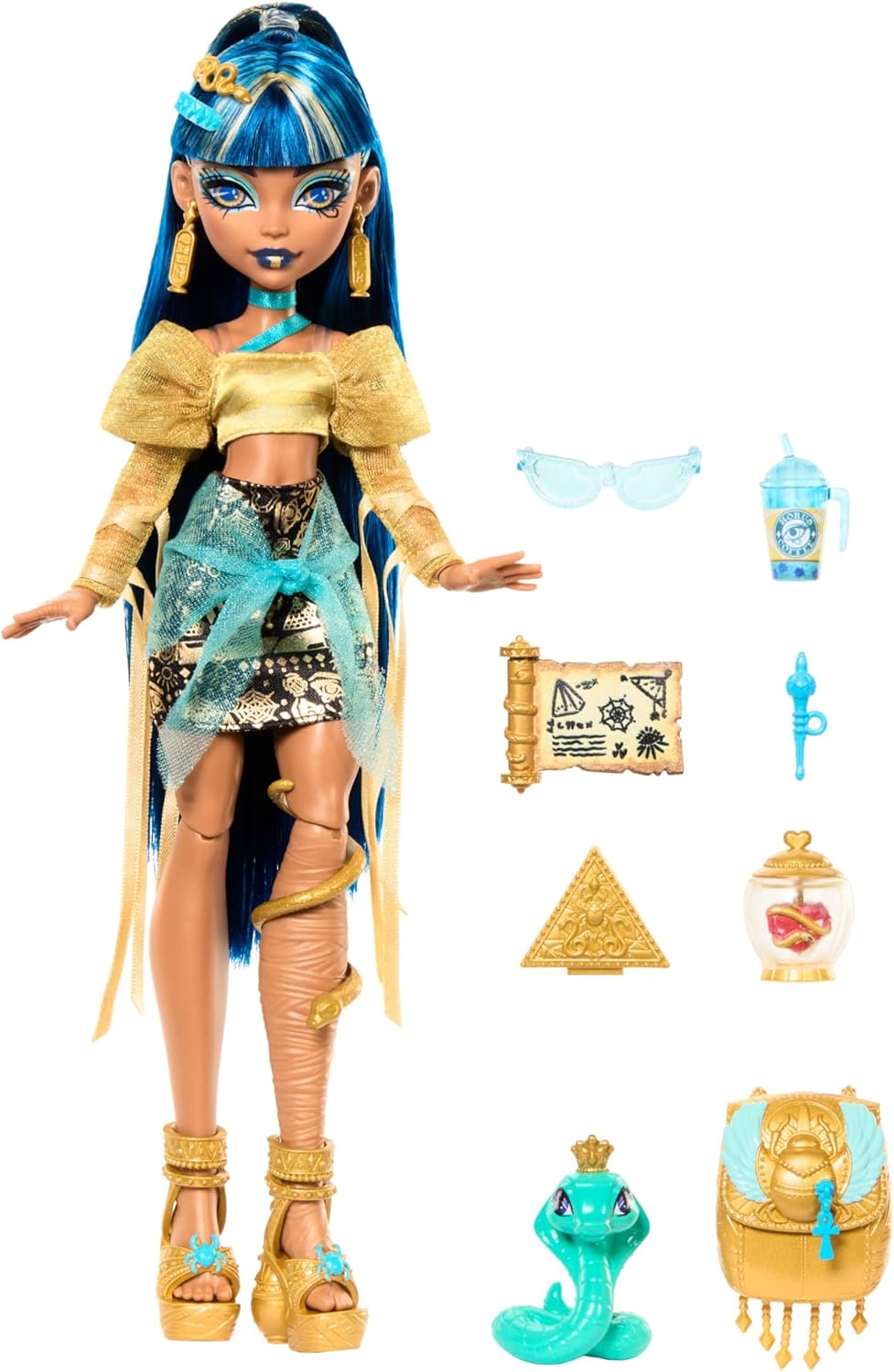 Monster High Cleo De Nile Golden Fashion Doll with Pet Hissette image 4