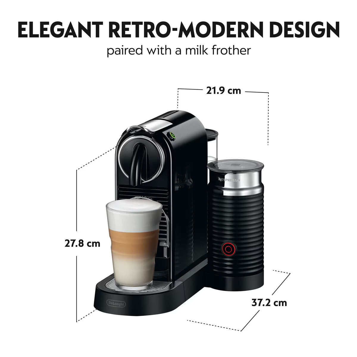 Nespresso by De'Longhi Citiz Capsule Coffee Machine & Aeroccino Milk Frother, Bl image 2
