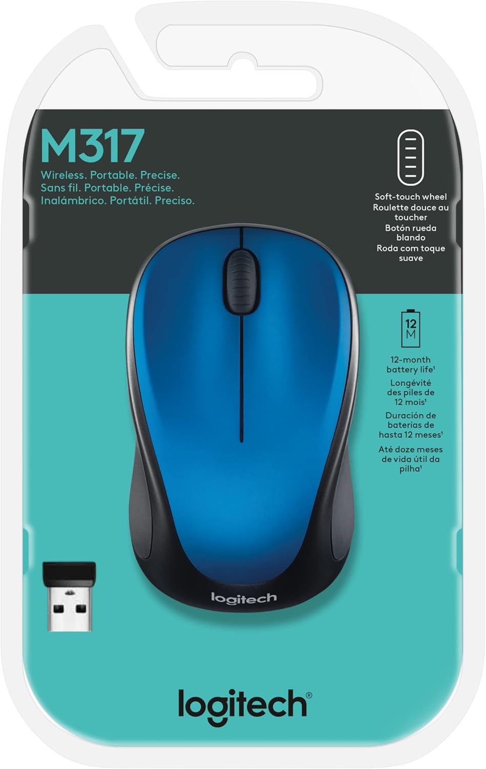 Logitech Mouse Blue Wireless M317 with USB Unifying Receiver image 3