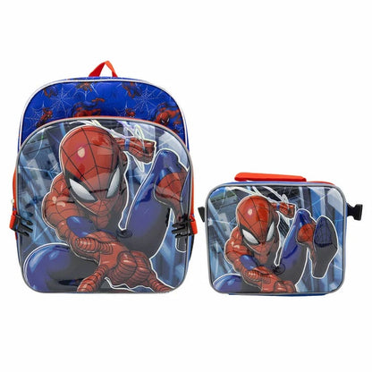 Kids Character Backpack & Detachable Lunch Bag Set | Spiderman, Stitch & Princess | Polyester | 40cm