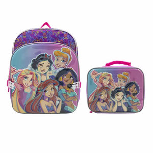 Kids Character Backpack & Detachable Lunch Bag Set | Spiderman, Stitch & Princess | Polyester | 40cm