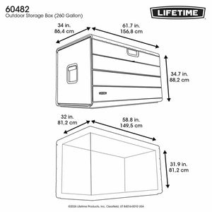Lifetime 984 Litre (260 Gallon) Deck Box with Divider - Model 60482