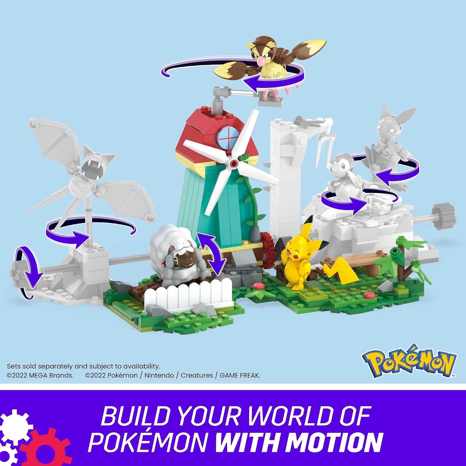 MEGA Pokémon Building Toys Set, Countryside Windmill with 240 Pieces, Motion and 3 Poseable Action Figures, for Kids, HKT21