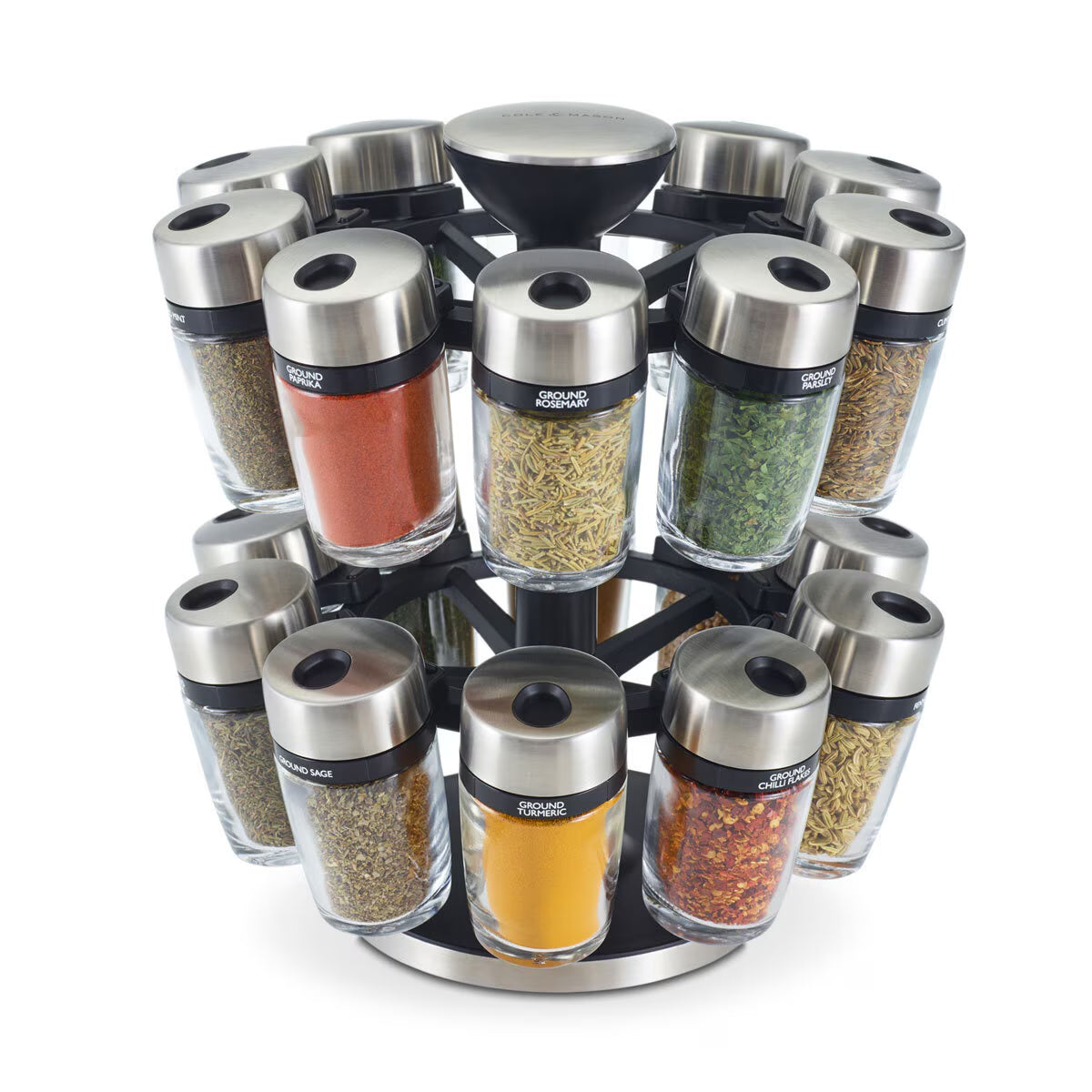 Cole & Mason 20 Jar Filled Spice Rack Carousel image 1