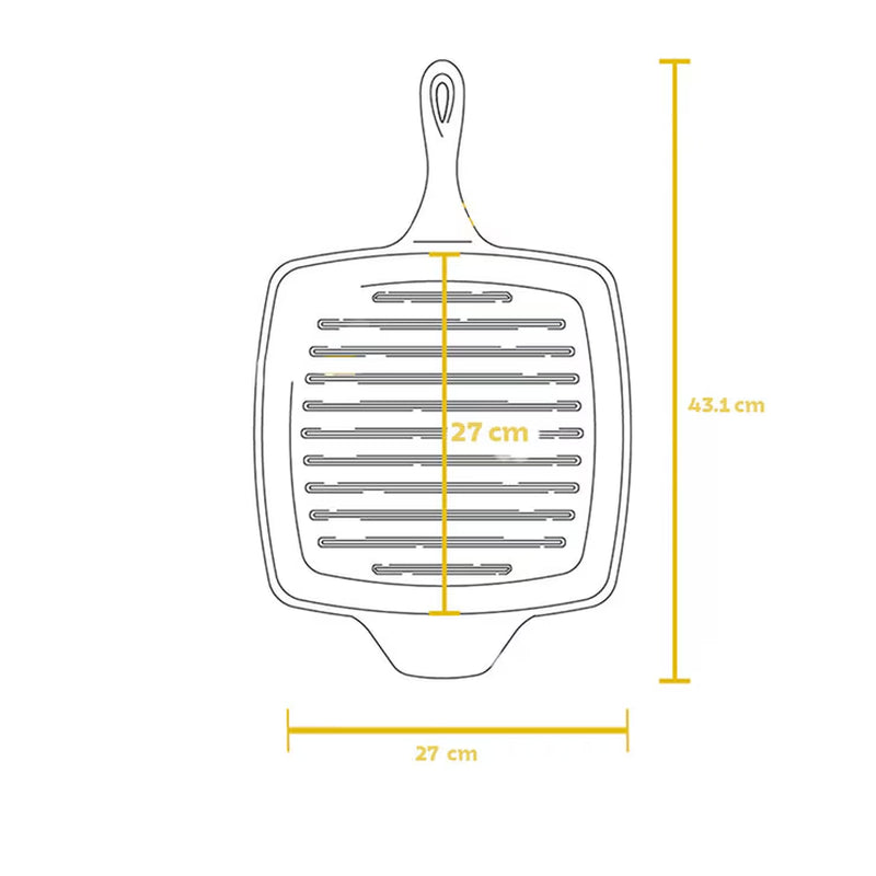 Tramontina Cast Iron Square Griddle Pan, 27Cm