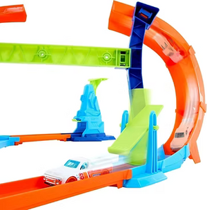 Hot Wheels Flip & Jump Corkscrew Loop Track Set | 76cm Track | 5 Pieces | 1:64 Scale