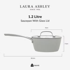 Laura Ashley 16cm Non‑Stick Saucepan with Lid – Sage Leaf