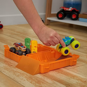 Coffret Hot Wheels Monster Trucks Fuel N' Go avec Motosaurus et 2 voitures écrasées