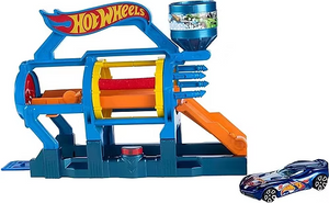 Hot Wheels City Turbo Jet Car Wash Playset | Folds Out | Car Wash, Garage & Haunted House | Includes 1 Car
