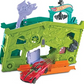 Circuit de jeu Hot Wheels Ghost Garage avec voiture et piste dépliable