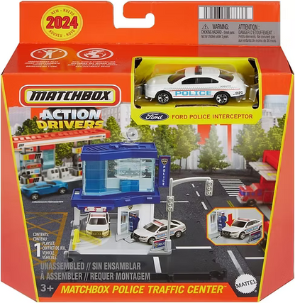 Coffret de jeu Matchbox Centre de circulation de la police avec Ford Interceptor à l'échelle 1:64