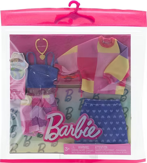Barbie 2‑Outfit Fashion Set Pink Skirt, Blue Shorts & Tops