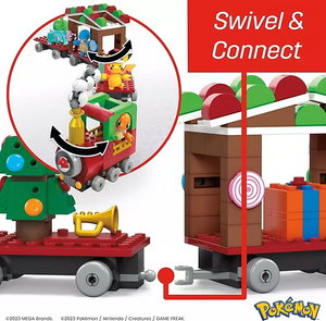 MEGA Pokémon Holiday Train | Pikachu, Bulbasaur, Charmander & Squirtle | 373 Pieces