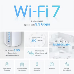 TP-Link Deco BE65 BE9300Mbps Tri-Band Wi-Fi 7 Router Mesh System  (3-pack)