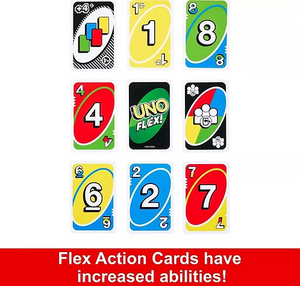 UNO Flex, jeu de cartes idéal pour les soirées jeux en famille, de 2 à 8 joueurs