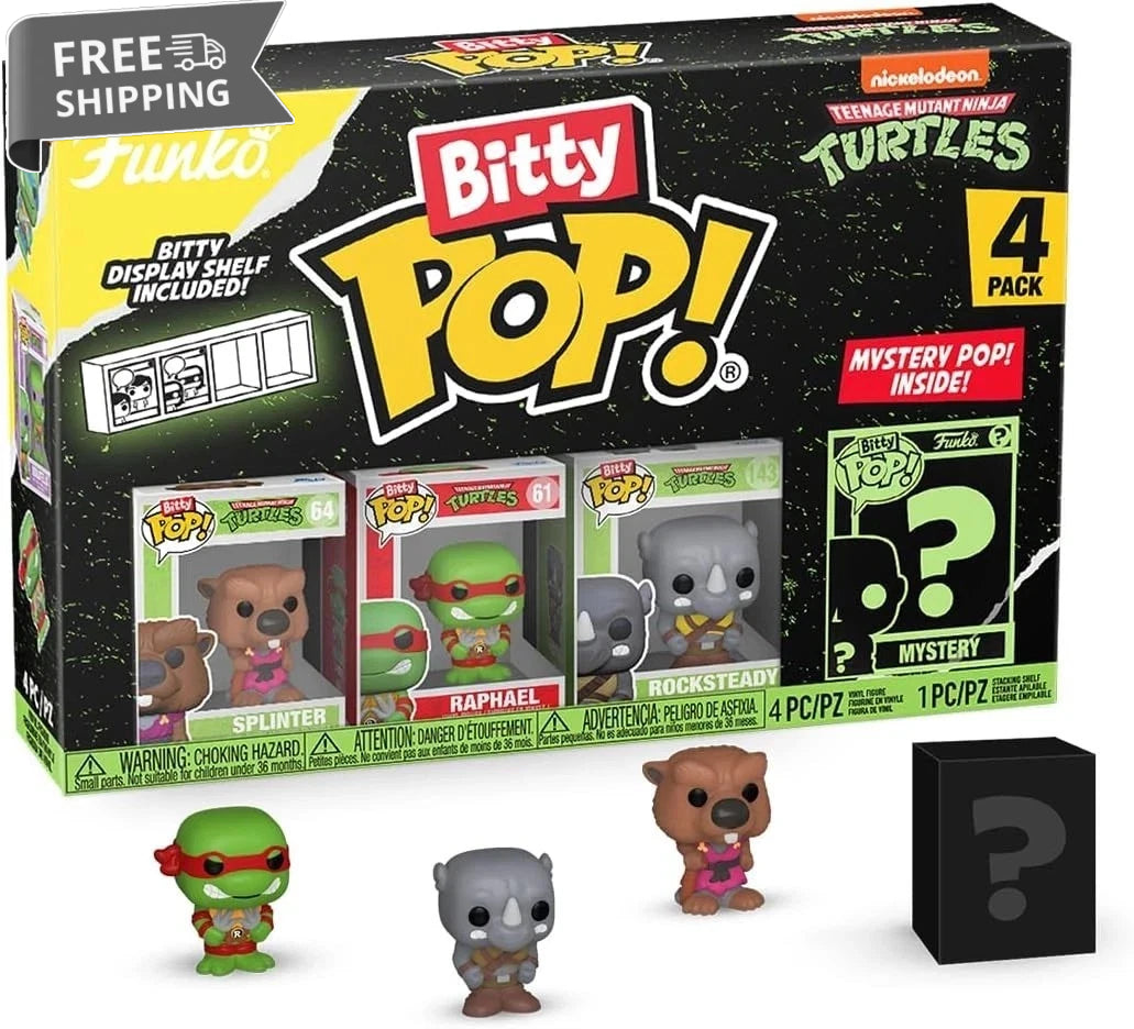 Funko Bitty POP! TMNT 4-Pack Splinter, Raphael, Rocksteady + Mystery Mini Figure image 0