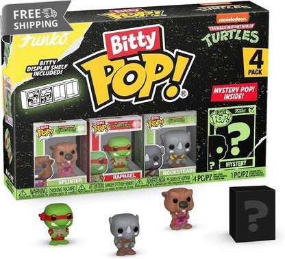 Funko Bitty POP! TMNT 4-Pack Splinter, Raphael, Rocksteady + Mystery Mini Figure image 0