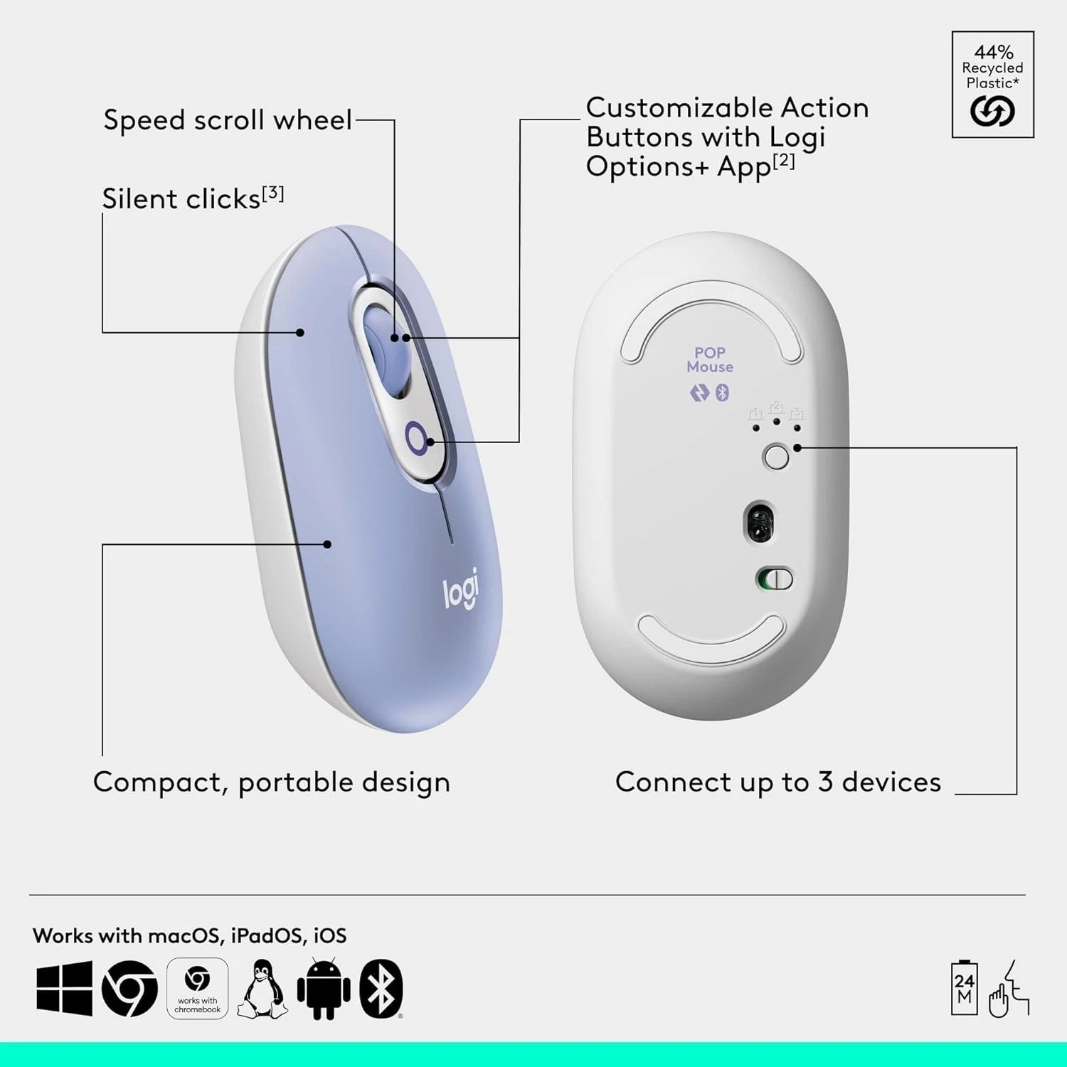 Logitech POP Mouse, Compact and Portable Wireless Bluetooth Mouse image 24