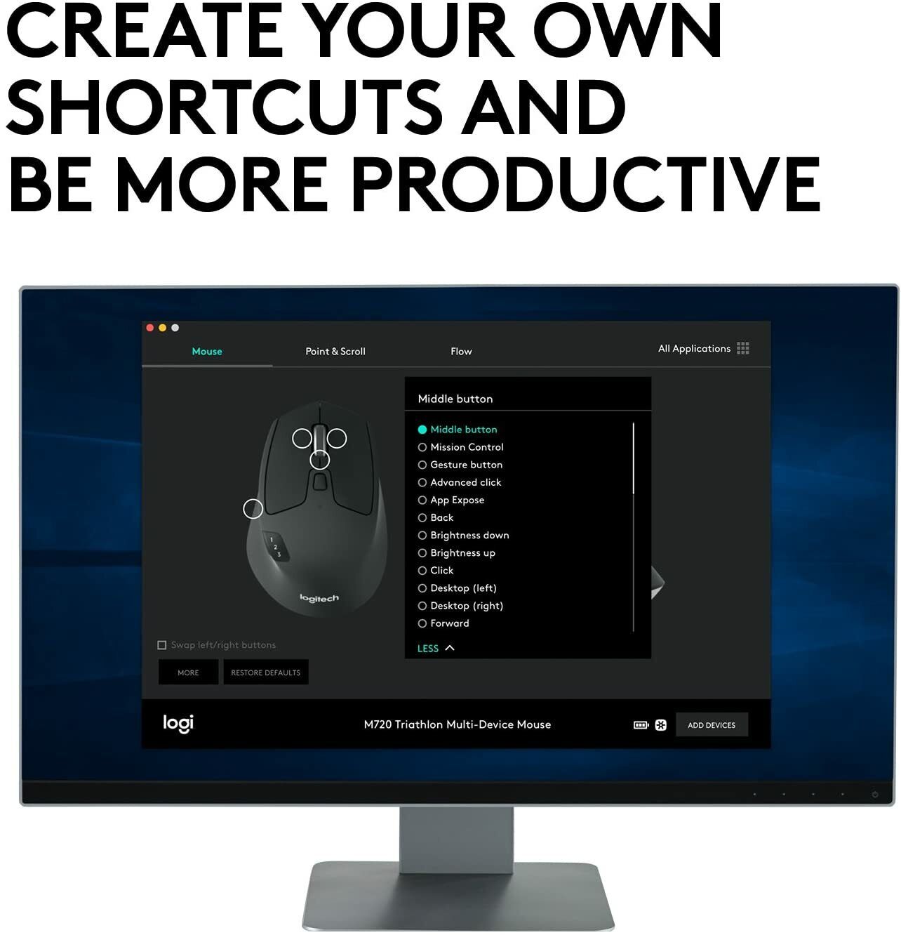 Logitech Wireless Mouse Multi Device M720 image 2