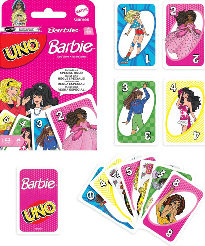 UNO Barbie Card Game with Special "Hi, Barbie!" Rule for Children, Adults & Family Nights, Game Nights, Travel, Camping & Parties