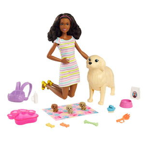 Barbie Pets Doll & Newborn Pups Playset with Mom Dog, 3 Colour-Change Puppies image 0