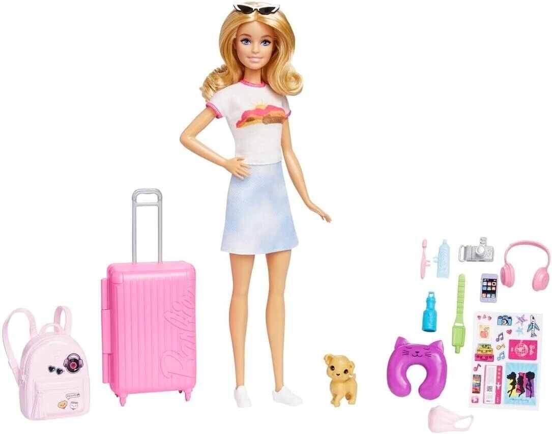 Barbie Doll with 'Malibu' Travel Set, Puppy and more image 0