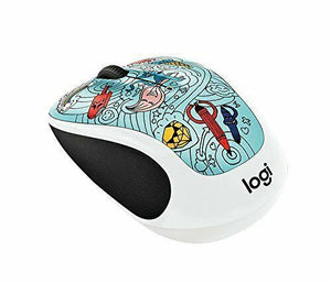 Logitech Wireless Optical Mouse M317 -Bae-Bee Blue Doodle Collection image 1