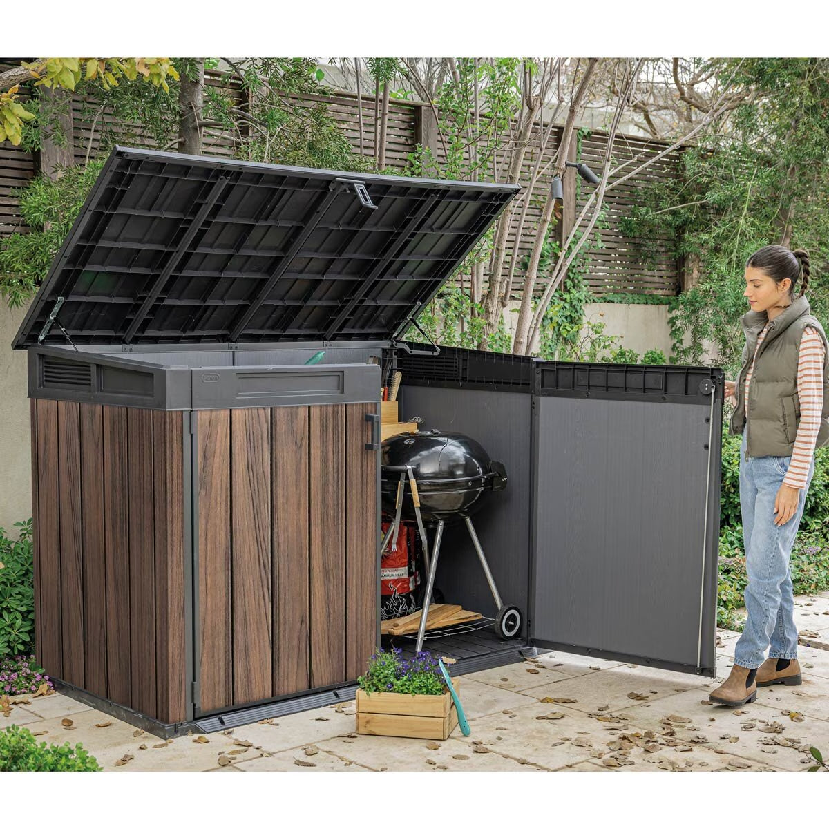 Keter Rosewood Horizon 6Ft 3" X 3Ft 7" (1.9 X 1.1M) Horizontal 2,020 Litre Storage Shed