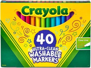 Marqueurs lavables à pointe fine Crayola Ultra-Clean, paquet de 40