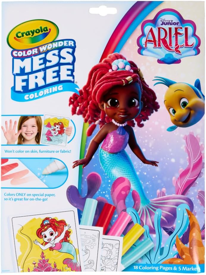 Crayola Color Wonder Disney Junior Ariel | Mess-Free Colouring Set, 18 Pages & 5 Markers
