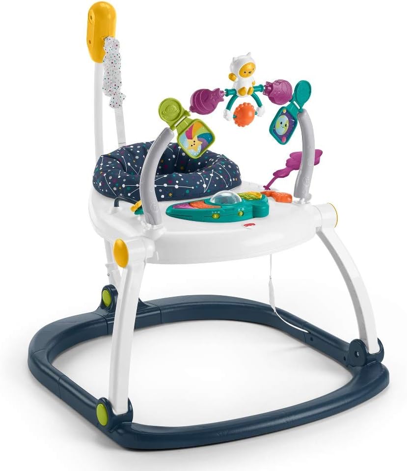 Fisher-Price AstroKitty SpaceSaver Jumperoo | Foldable Baby Bouncer | 4 Height Settings | Lights & Music