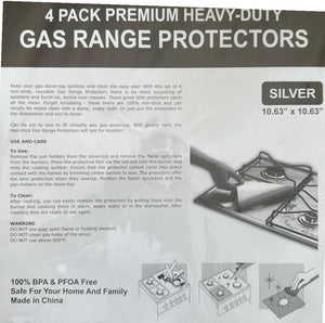 Lot de 4 protections pour plaques de cuisson à gaz, revêtements antiadhésifs pour cuisinières