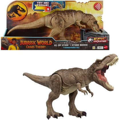 Jurassic World All-Out Attack T-Rex Action Figure | Chomp, Roar & Evolving Teeth | App-Linked | Ages 4-8