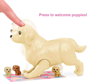 Coffret Barbie Animaux de Compagnie avec Maman Chien et 3 chiots nouveau-nés à couleur changeante
