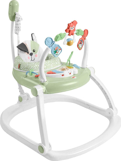 Fisher-Price Spacesaver Jumperoo Baby Bouncer | Lights, Music & Sounds | Folding Frame | Puppy Perfection