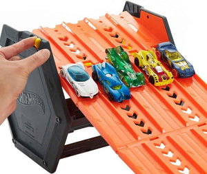 Hot Wheels Roll Out Raceway Track Set | 5-Lane Race Track | Stores 80 Cars | 1 Car Included | Ages 4+