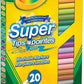 Feutres Crayola Super Tips Fournitures scolaires 20 couleurs